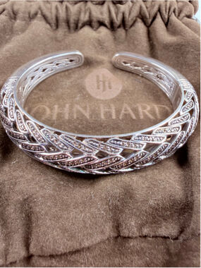 John Hardy Smokey Quartz 925 Sterling Silver Woven Open Dome Cuff Bracelet $1895